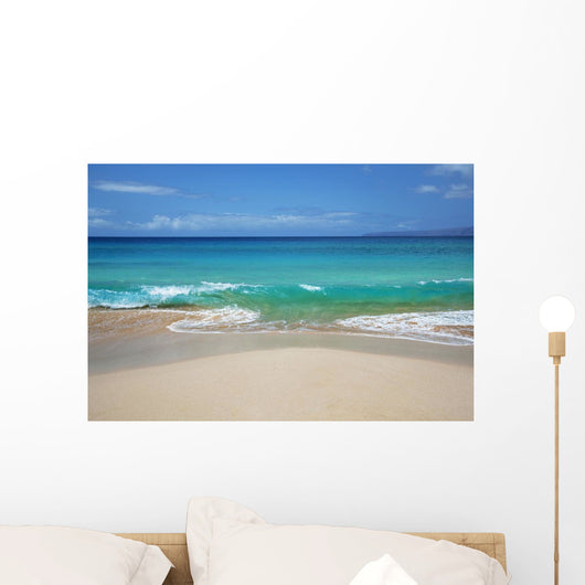 Hawaii, Maui, Makena, Sandy Makena Beach with land in the distance Wall Mural