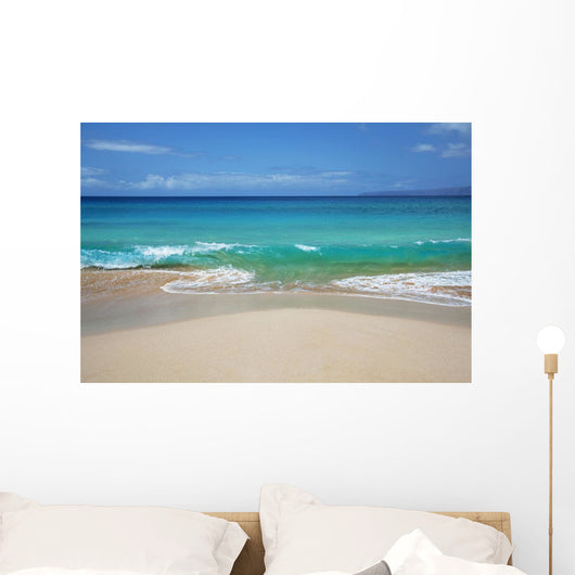 Hawaii, Maui, Makena, Sandy Makena Beach with land in the distance Wall Mural