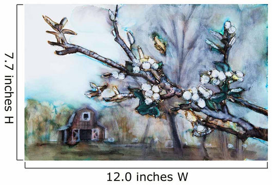 Watercolor painting of a barn scene Wall Mural