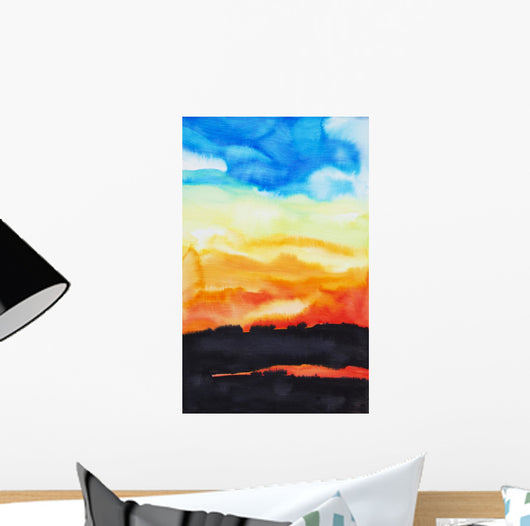 Watercolor painting of a lake of fire Wall Mural