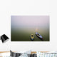 Two wooden boats sit on the tranquil water of the Ganges Wall Mural