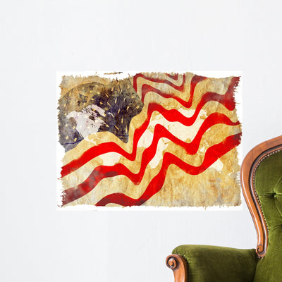 Abstrat Grunge Usa Flag Wall Decal shown on a wall