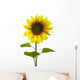 Yellow Sunflower on White Background Wall Decal