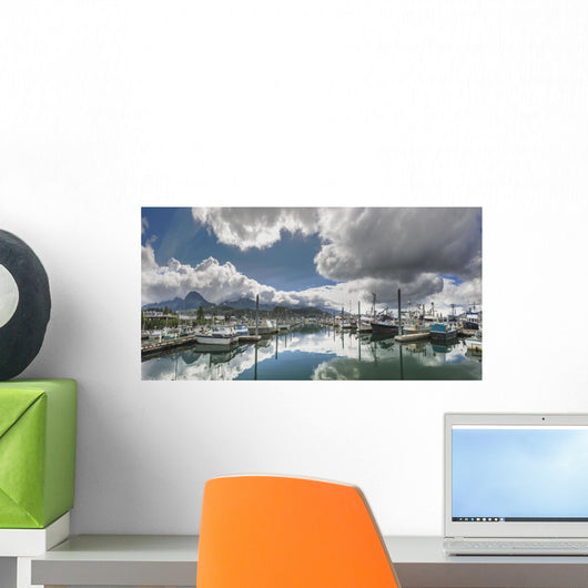 Scenic view of the Cordova small boat harbor Wall Mural