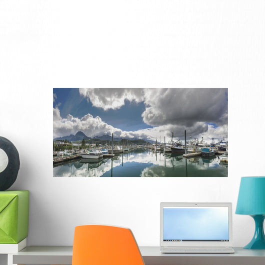 Scenic view of the Cordova small boat harbor Wall Mural