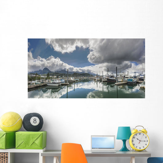 Scenic view of the Cordova small boat harbor Wall Mural