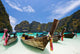 Long Tail Boat at Maya bay, PhiPhi Island , Phuket Thailand Wall Mural