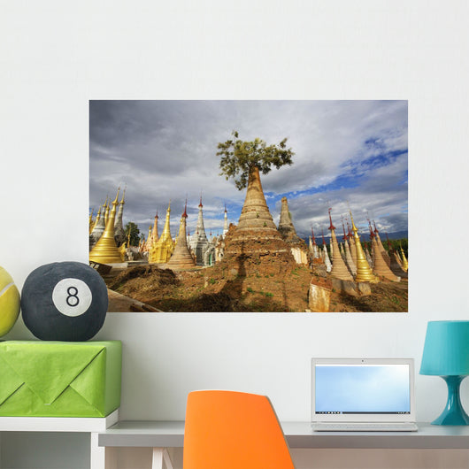 Ruined pagodas on Ingle Lake Wall Mural