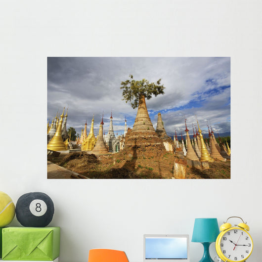 Ruined pagodas on Ingle Lake Wall Mural