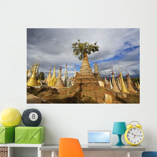 Ruined pagodas on Ingle Lake Wall Mural