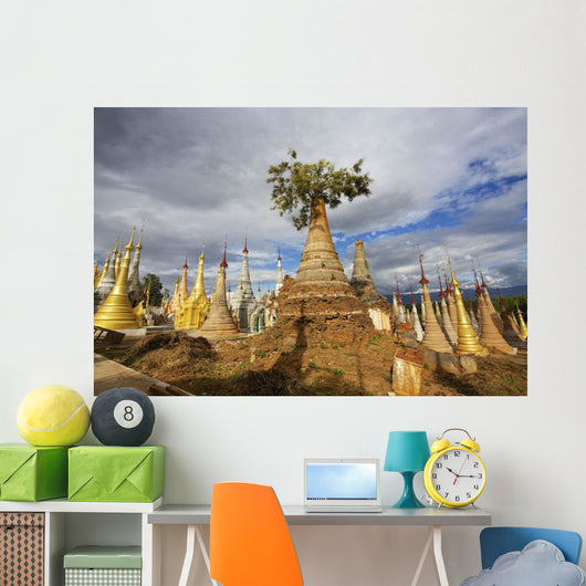 Ruined pagodas on Ingle Lake Wall Mural