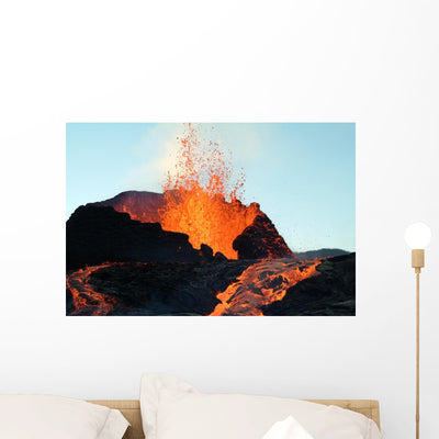 Volcano Wall Mural shown on a wall