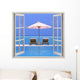 Open window with beach and ocean Wall Decal