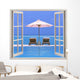 Open window with beach and ocean Wall Decal