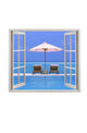 Open window with beach and ocean Wall Decal