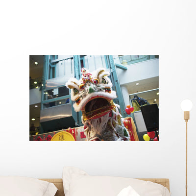 Dragon Dance Wall Decal shown on a wall