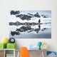 Gentoo Penguin reflected in shallow water along glacial coastline Wall Mural