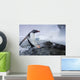 Gentoo Penguin leaping from water onto shoreline Wall Mural