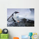 Gentoo Penguin leaping from water onto shoreline Wall Mural