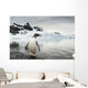 Gentoo Penguin standing in shallow water along glacial coastline Wall Mural