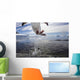Gentoo Penguin leaping from water to rocky shoreline Wall Mural