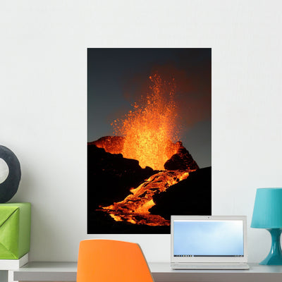Volcano Wall Mural shown on a wall