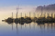 Fog lifting over Auke Bay Harbor, Juneau, Southeast Alaska Wall Mural