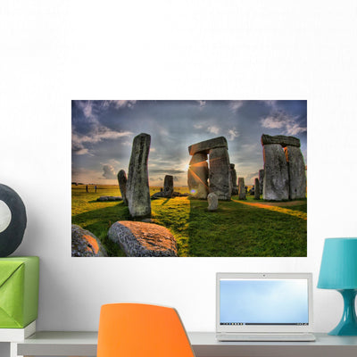 England Stonehenge Wall Mural shown on a wall