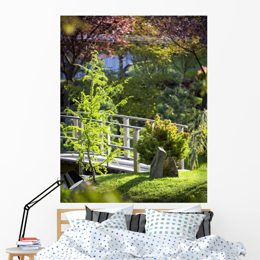 Footbridge in the Japanese Gardens Wall Mural