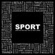 SPORT. Square frame with association terms. Wall Mural