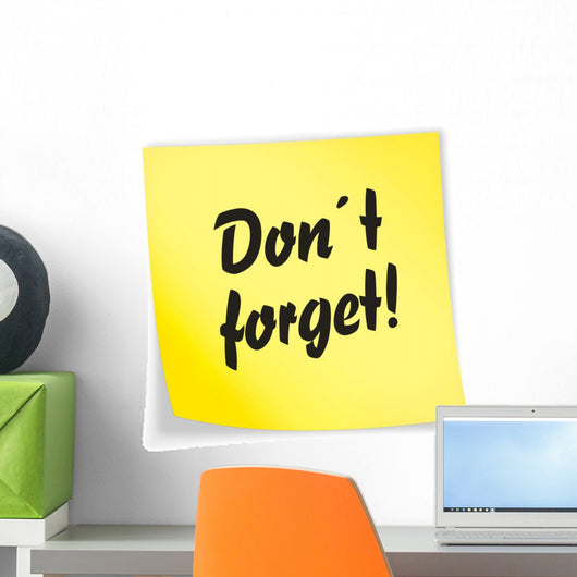 Yellow Sticky Note Don't Forget Wall Decal