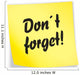 Yellow Sticky Note Don't Forget Wall Decal