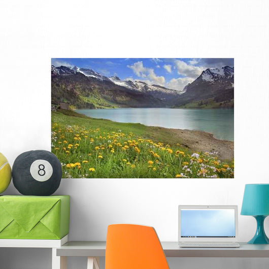 Flowering Dandelions over Mountain Wall Decal