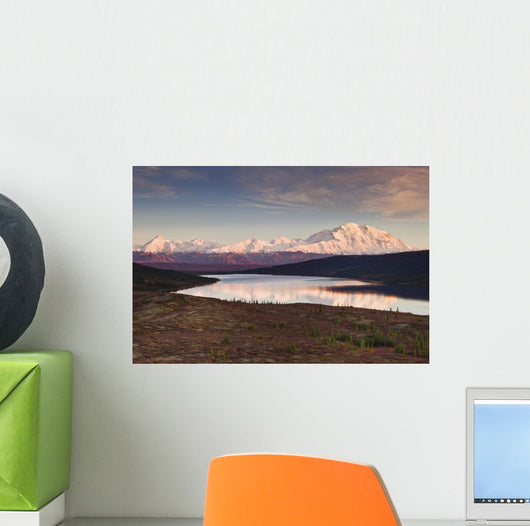 Alpenglow on Denali and the Alaska Range with Wonder Lake Wall Mural