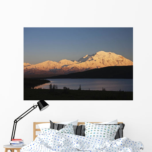 Sunset scenic over Wonder Lake and Mt McKinley Wall Mural