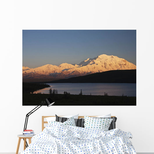 Sunset scenic over Wonder Lake and Mt McKinley Wall Mural