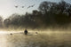 Sculling in mist on River Thames Wall Mural