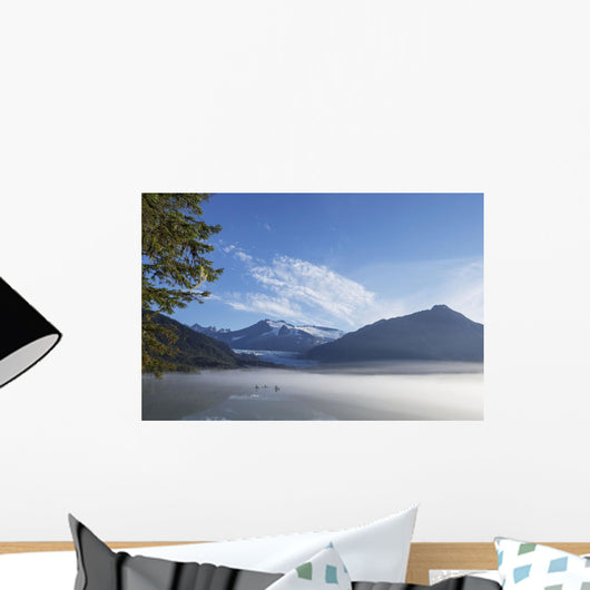 Three Kayakers Paddle Shoreline Wall Decal