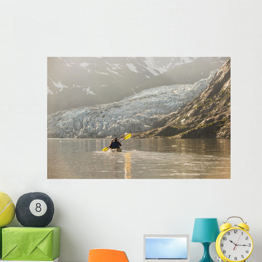 Sea kayakers paddling in evening light at Shoup Bay State Marine Park Wall Mural
