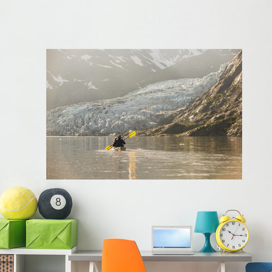 Sea kayakers paddling in evening light at Shoup Bay State Marine Park Wall Mural