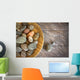 Spa rocks in wooden bowl on rustic wood Wall Mural