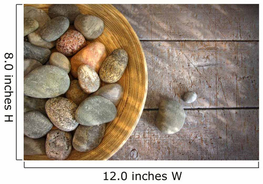 Spa rocks in wooden bowl on rustic wood Wall Mural