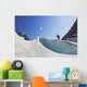 Backcountry skier above the Eklutna Glacier Wall Mural
