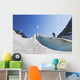 Backcountry skier above the Eklutna Glacier Wall Mural