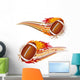 American Football With Flames Wall Decal