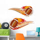 American Football With Flames Wall Decal