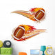 American Football With Flames Wall Decal