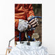 Man adjusting rock climbing equipment in the Adirondacks Wall Mural