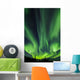 The bright neon green aurora and moon dancing like a flame Wall Mural
