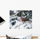 Male purple finch on a snow covered tree Wall Mural